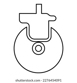 Wheel for furniture caster swivel contour outline line icon black color vector illustration image thin flat style