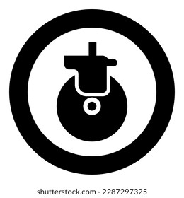 Wheel for furniture caster swivel icon in circle round black color vector illustration image solid outline style