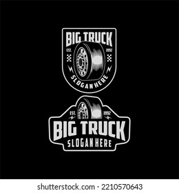 Wheel garage service badge logo design vector