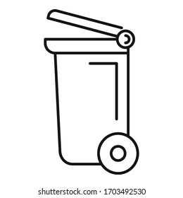 Wheel garbage container icon. Outline wheel garbage container vector icon for web design isolated on white background