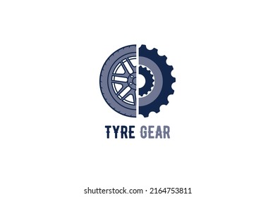 Wheel and gear logo combination. Tire and gear vector logo. Cars auto, gears, wheels symbol logo design template.