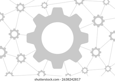 Wheel gear with network connection on white background. Vector Illustration