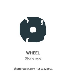 Wheel glyph icon vector on white background. Flat vector wheel icon symbol sign from modern stone age collection for mobile concept and web apps design.