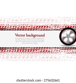 Wheel and grunge tire track. Abstract corpoate background. Vector design