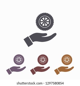 wheel in the hand icon