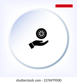 wheel in the hand icon , lorem ipsum Flat design