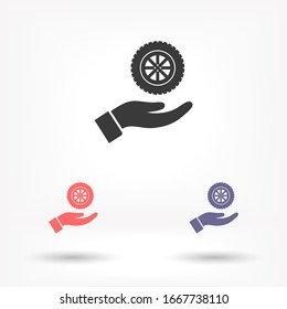 wheel in the hand icon , lorem ipsum Flat design