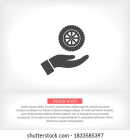 wheel in the hand icon , lorem ipsum Flat design