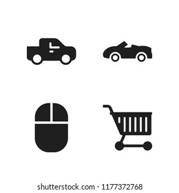 wheel icon. 4 wheel vector icons set. car, shopping cart and mouse icons for web and design about wheel theme