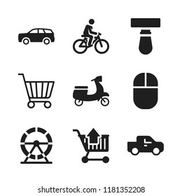 wheel icon. 9 wheel vector icons set. car, mouse and motorbike icons for web and design about wheel theme