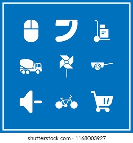 wheel icon. 9 wheel vector set. blade, mouse, pinwheel and cart icons for web and design about wheel theme