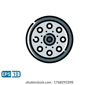 wheel icon in filled line style isolated on white background. EPS 10