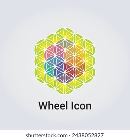 Wheel Icon Flower of Life Destiny Fate Logo Dharma Chakra Symbol Round Circle Infinity Vector Illustration