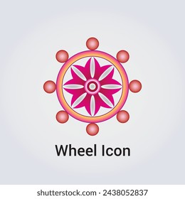 Wheel Icon Flower of Life Destiny Fate Logo Dharma Chakra Symbol Round Circle Infinity Vector Illustration