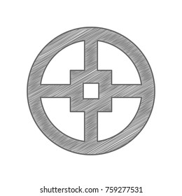 Wheel icon. Gear. Vector. Shaded gray icon on white background. Isolated.