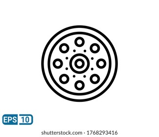 wheel icon in line style isolated on white background. EPS 10