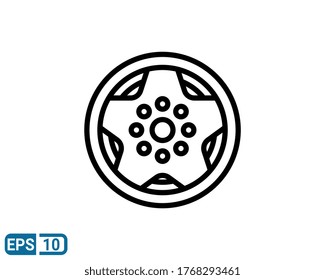 wheel icon in line style. vector illustration for graphic design, website, UI isolated on white background. EPS 10
