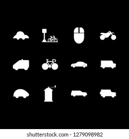 wheel icon set about mouse, motorcycle, car and qrinder vector set
