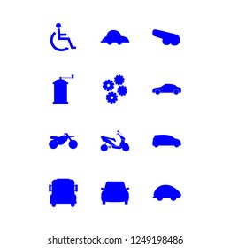 wheel icon set about qrinder, car, mechanism and cannon vector set