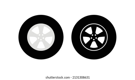 Wheel Icon Set. Set of flat isolated editable wheel illustrations