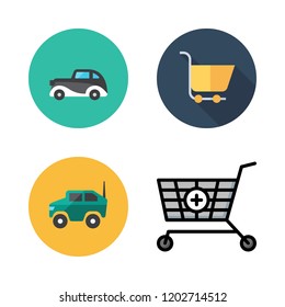 wheel icon set. vector set about shopping cart, carts and car icons set.