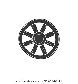 Wheel Icon Silhouette Illustration. Wood Vector Graphic Pictogram Symbol Clip Art. Doodle Sketch Black Sign.