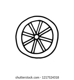 wheel icon. sketch isolated object black.