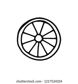 wheel icon. sketch isolated object black.