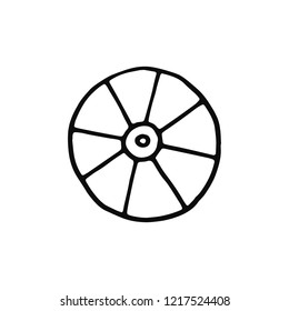wheel icon. sketch isolated object black.