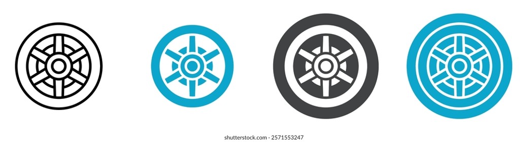 wheel icon Vector illustration in black