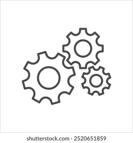 Wheel icon vector illustration. Three gear on isolated background. Cogwheel sign concept.