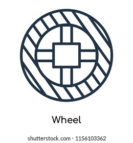 Wheel icon vector isolated on white background, Wheel transparent sign , thin symbols or lined elements in outline style