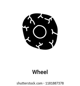 Wheel icon vector isolated on white background, logo concept of Wheel sign on transparent background, filled black symbol