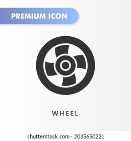 icono de rueda para tu diseño de sitio web, logotipo, aplicación, interfaz de usuario. Ilustración gráfica vectorial y trazo editable. diseño de glifos de icono de rueda.