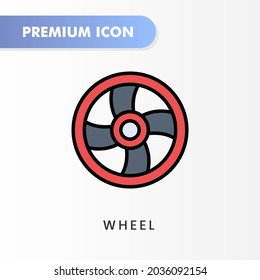 icono de rueda para tu diseño de sitio web, logotipo, aplicación, interfaz de usuario. Ilustración gráfica vectorial y trazo editable. diseño de color lineal del icono de la rueda.
