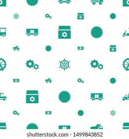 wheel icons pattern seamless white background. Included editable filled gear, helm, toy car, cargo wagon, blade saw, Ferris wheel, concrete mixer icons. wheel icons for web and mobile.