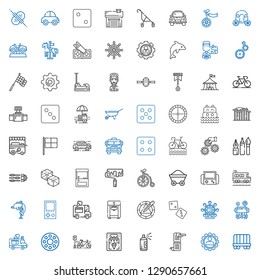 wheel icons set. Collection of wheel with wagon, settings, scroll, paint, ice cream machine, bicycle, rolling wheel, ice cream truck, school bus. Editable and scalable icons.