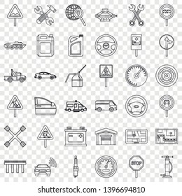 Wheel icons set. Outline style of 36 wheel vector icons for web for any design