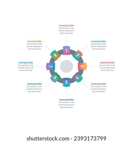 wheel infographic template. book. web, business, internet, annual report, magazine infographic template. eight options informational templates