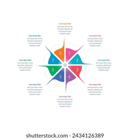 wheel infographic template. eight steps information template. Infographic template for industry, science, education, business, printing, technology world