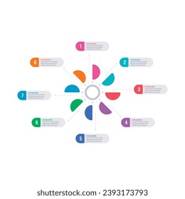 wheel infographic template. internet, web, annual report, book, magazine infographic template. eight step informational template