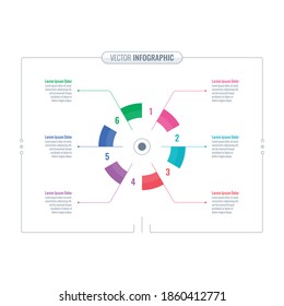 wheel infographic template. six steps web, annual report, internet informational template. business information template
