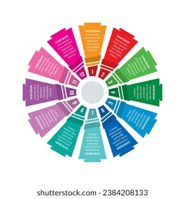 wheel infographic template. twelve options informational template. internet, web, business, annual report, magazine infographic template