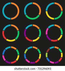 wheel infographics template pie chart set stock illustration