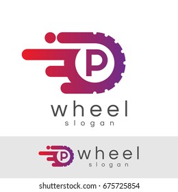 wheel initial Letter P Logo design