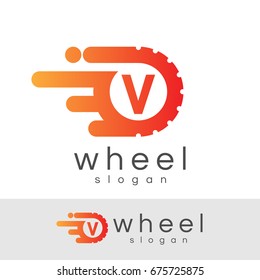wheel initial Letter V Logo design