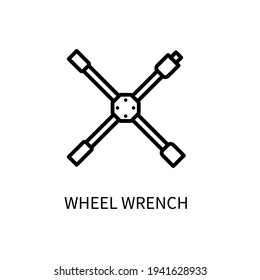 Wheel Key Line Icon In A Simple Style. Equipment for a tire repair shop. Vector sign in a simple style isolated on a white background. 64x64 pixel.