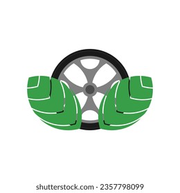 Combinación de iconos de rueda y hoja. Símbolo ecológico de neumáticos para el Día Mundial Libre de Automóviles en un estilo de icono único y moderno. Recursos gráficos editables para muchos fines. 