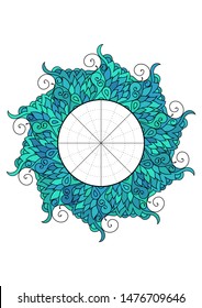 Wheel of Life. Life balance wheel radial diagram. Psychology and coaching tool for self development. Personal purposes chart with trendy zentangle inspired design.