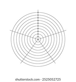 Wheel of life in five parts. Circular diagram for daily planner, journal, notebook